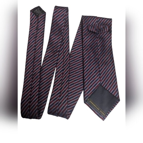 Ermenegildo Zegna Blue Red Patterned Tie - Picture 2 of 6